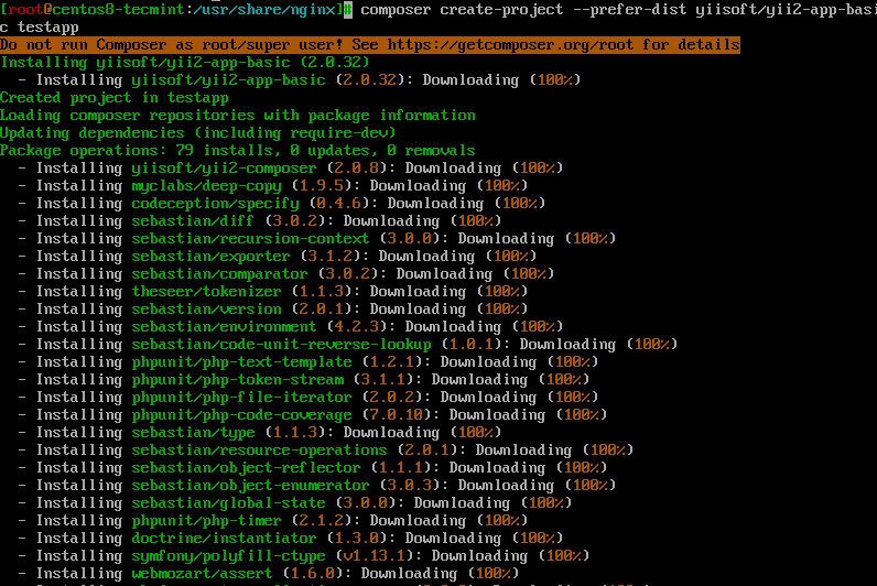 Install Yii PHP Framwork in CentOS 8