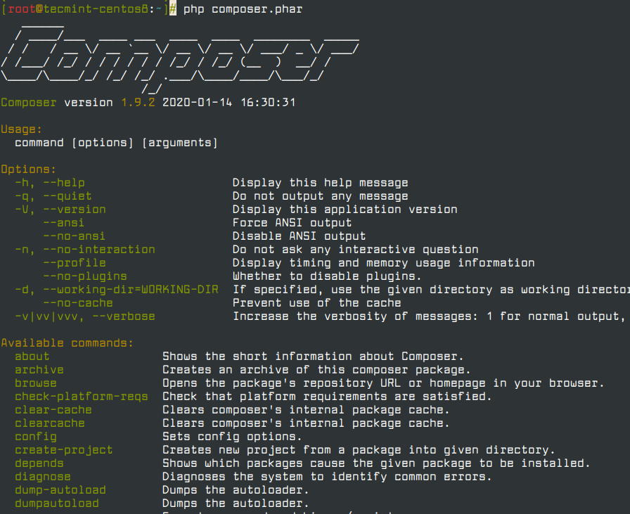 Run PHP Composer in CentOS 8