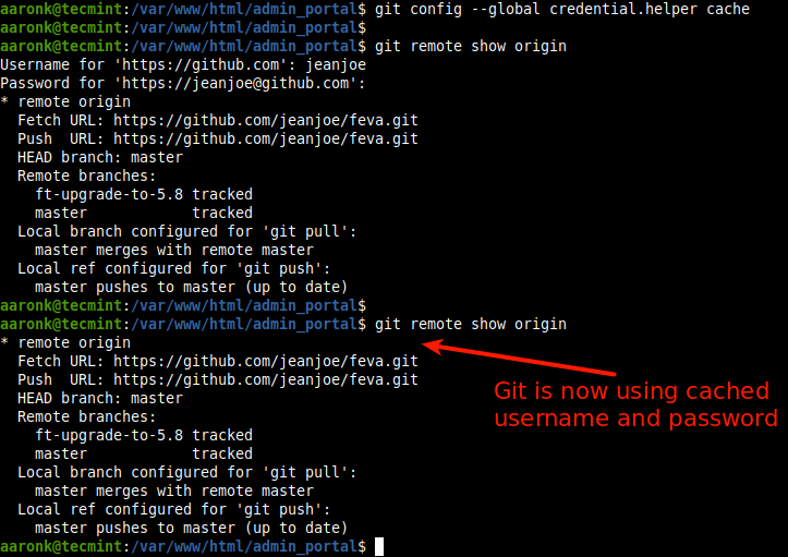 Cache Git Credentials in Memory