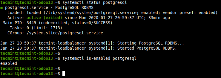 Überprüfen Sie den PostgresSQL-Status