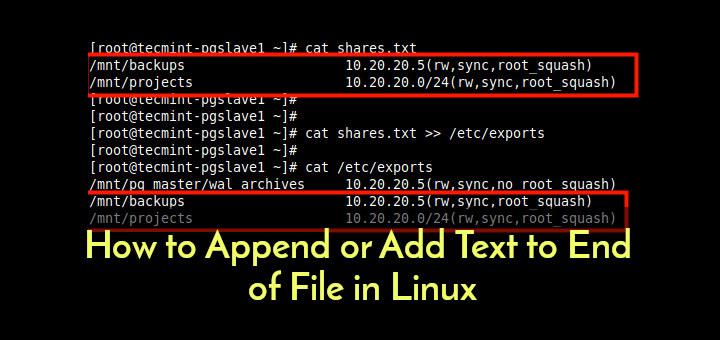 Append Text to File in Linux