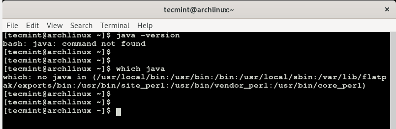  Verifique la instalación de Java en Arch Linux 