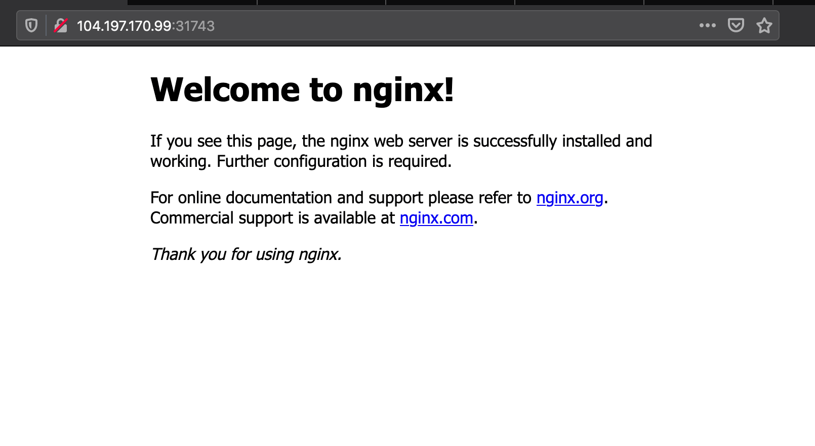 Check Nginx Page Deployed on Kubernetes