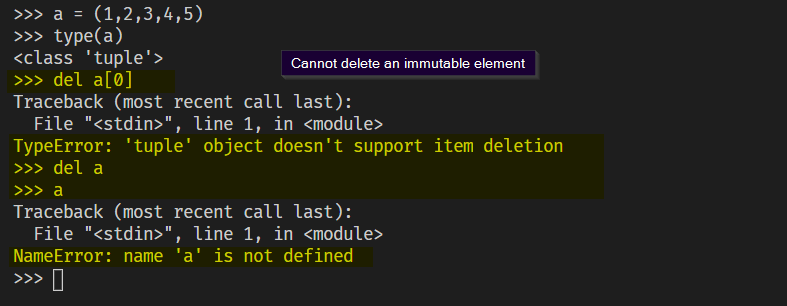 Delete Tuple Object