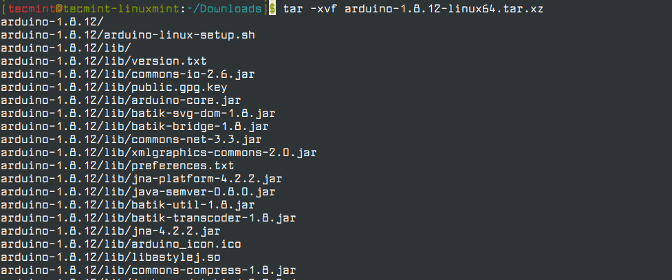 Extract Arduino IDE in Linux