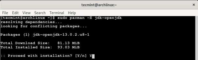 Install JDK in Arch Linux