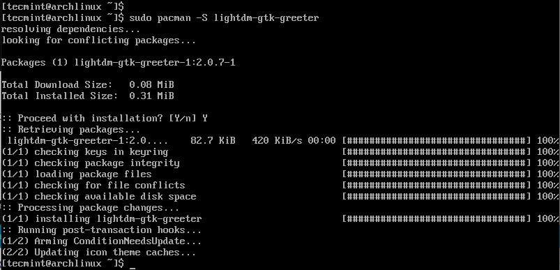  Instalar LightDM Greeter en Arch Linux 