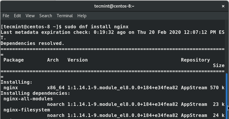 Install Nginx on CentOS 8