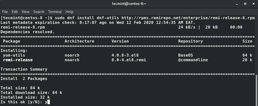 Install Remi Repository on CentOS 8