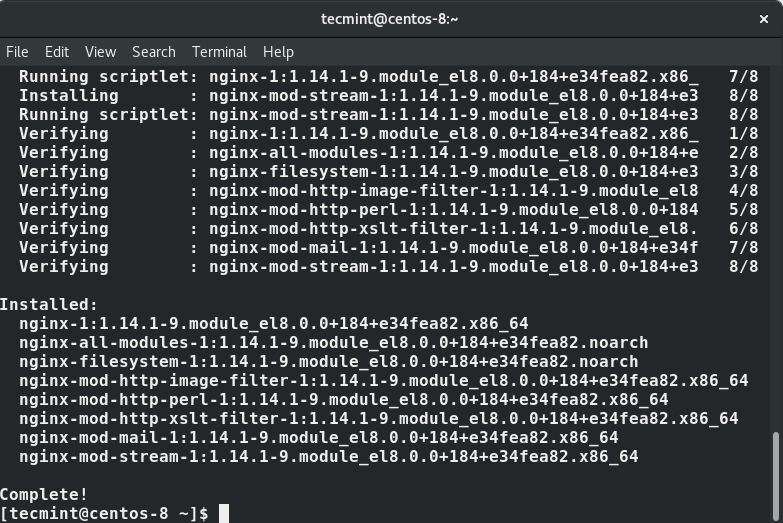  Instalación de Nginx en CentOS 8 