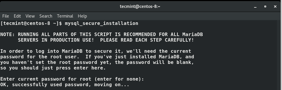 Secure MariaDB Installation on CentOS 8