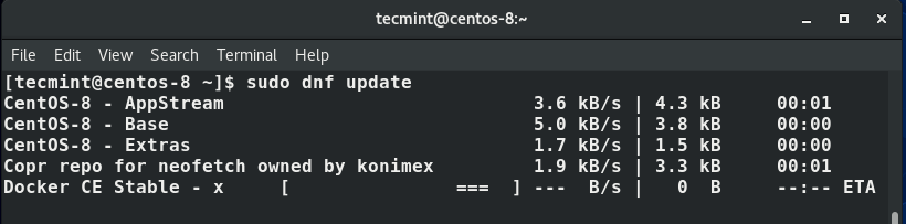 Actualizar paquetes de CentOS 8