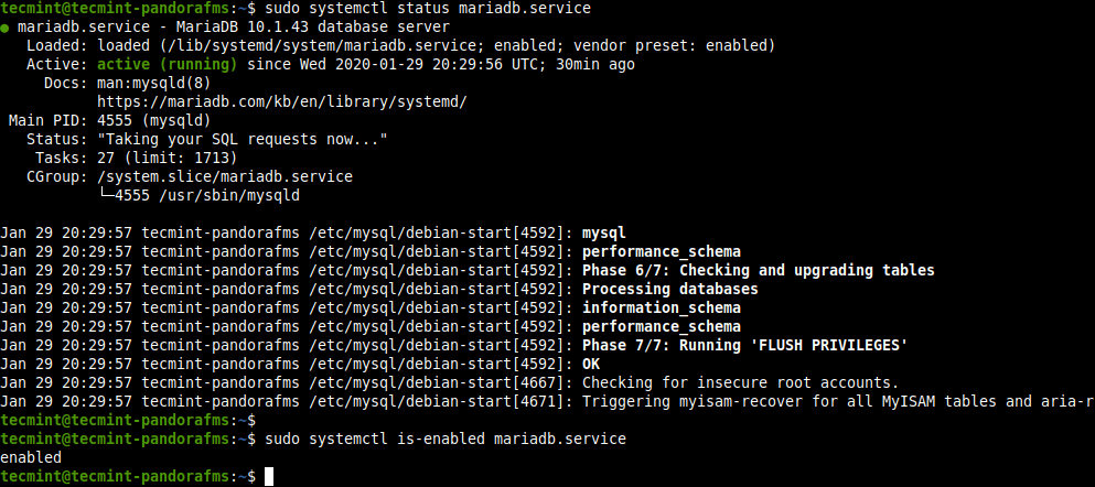 Überprüfen Sie den MariaDB-Status in Ubuntu