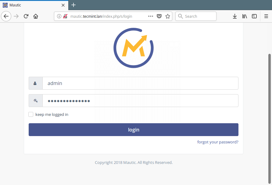 Mautic Admin Login