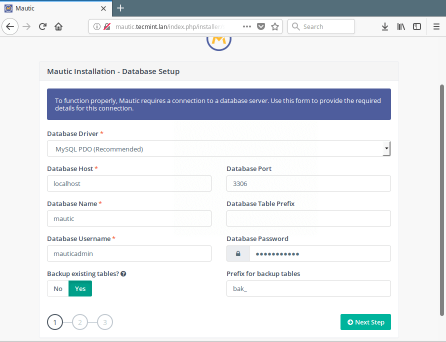 Mautic Database Details