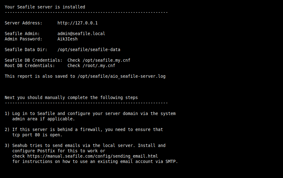 Seafile Installation Summary