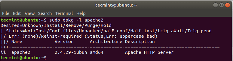 Check the Apache version of Ubuntu