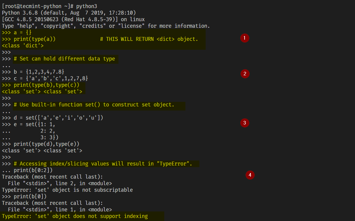 Construct Set Object in Python