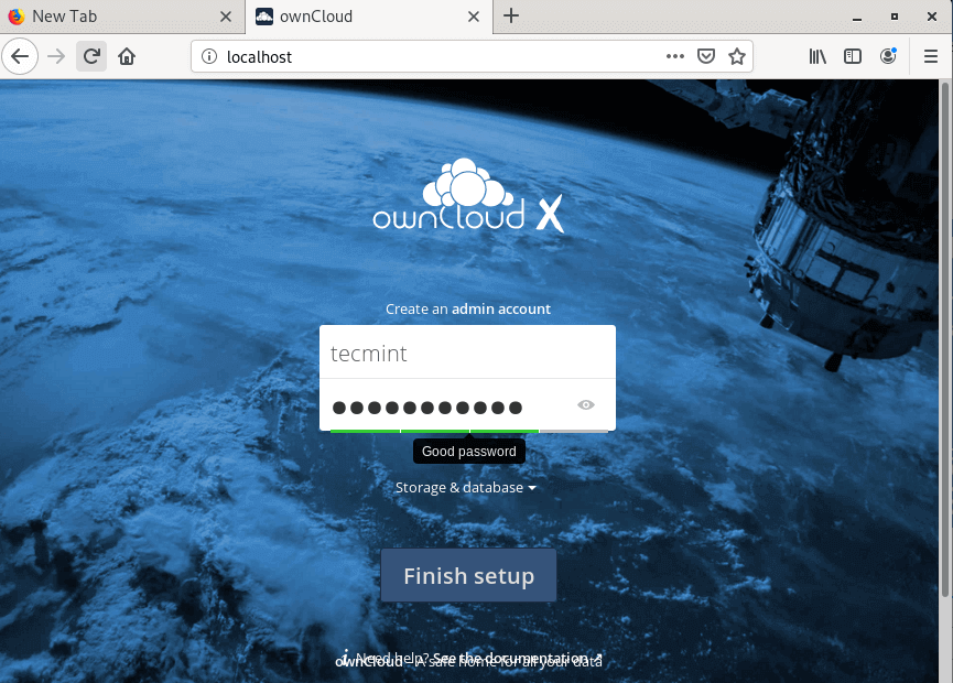 Create Owncloud Admin Account