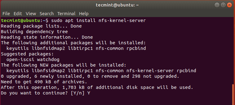  Instalar el servidor NFS en Ubuntu 