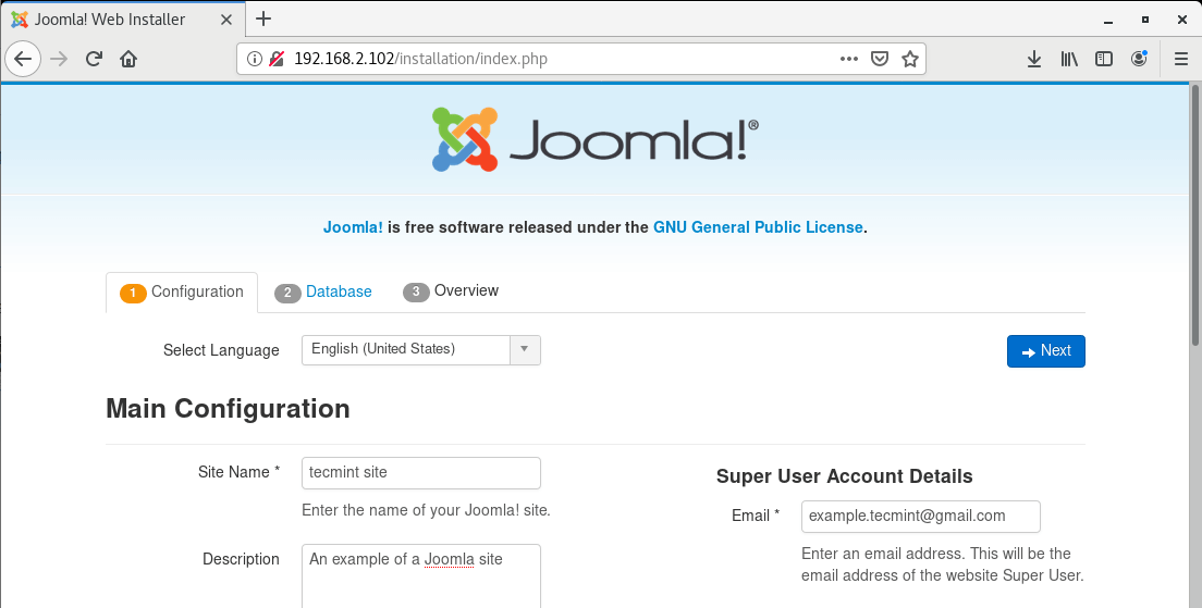 Joomla Installation Wizard