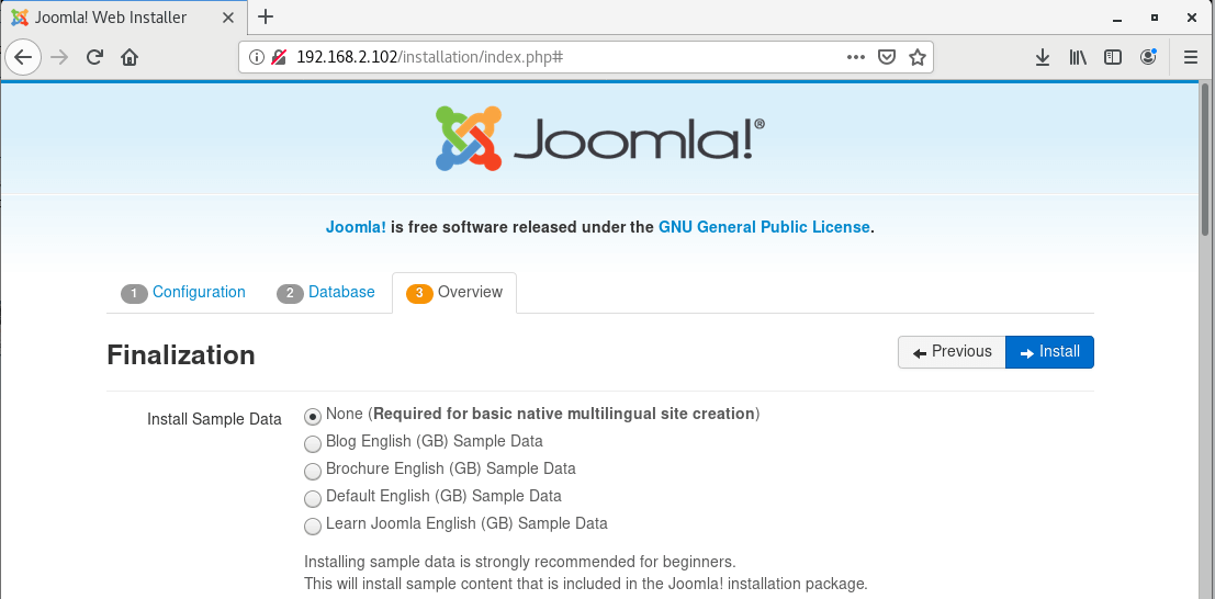 Joomla Installation