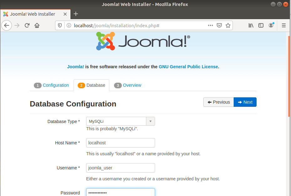 Joomla MySQL settings