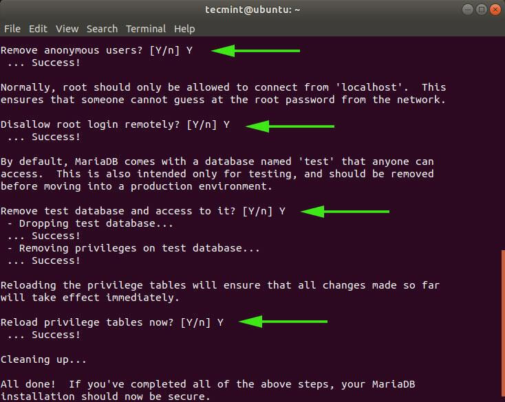  Secure MySQL en Ubuntu 