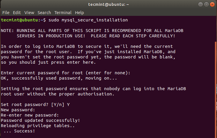 Set a MySQL password in Ubuntu