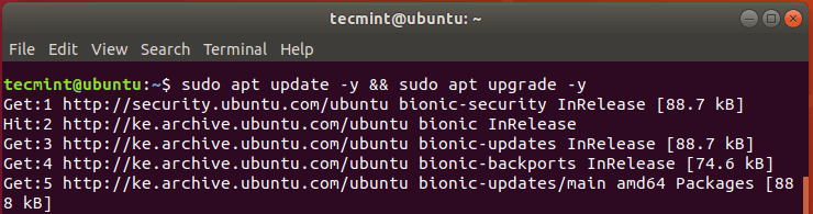Actualizar paquetes del sistema Ubuntu