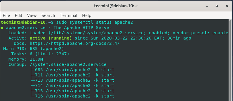 Verify Apache Status