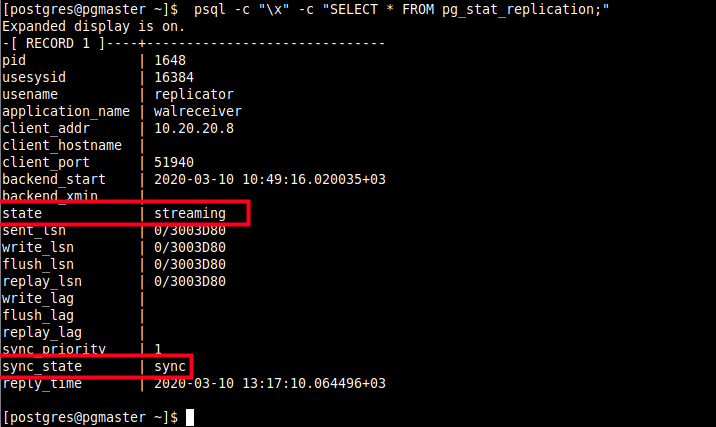 Check WAL Sender Process in Master