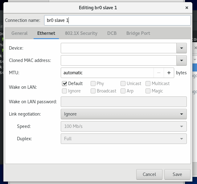 Edit Network Bridge Port