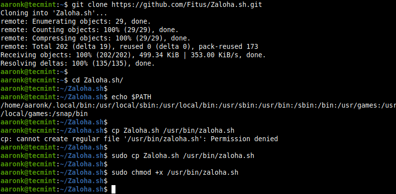 Install Zaloha.sh in Linux