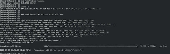 Download TeamViewer on CentOS 8