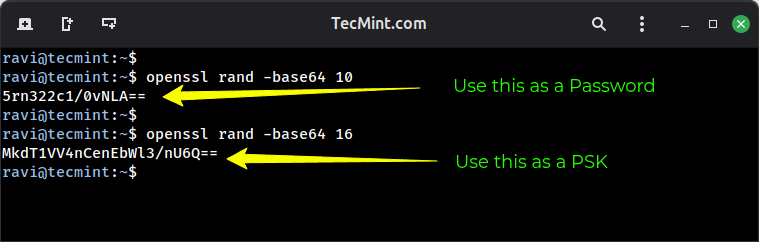 Generate a Secure Password and PSK