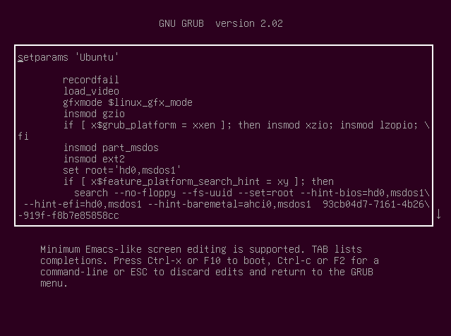 Grub Boot Parameters