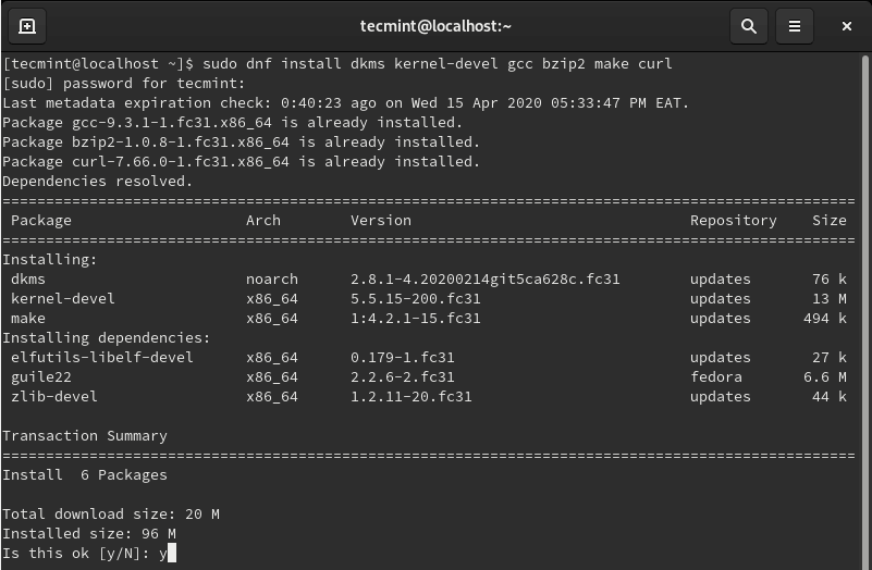 Install Kernel Headers in Fedora