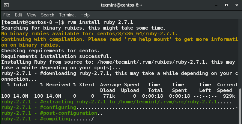 Install Ruby Using RVM in CentOS 8