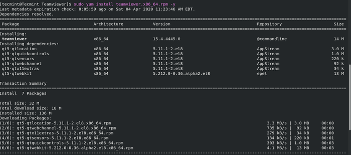 Install TeamViewer on CentOS 8