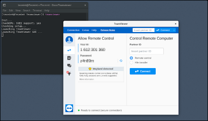 Launching TeamViewer in CentOS 8