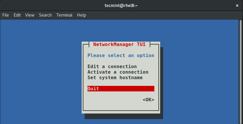 Quit Network Configuration
