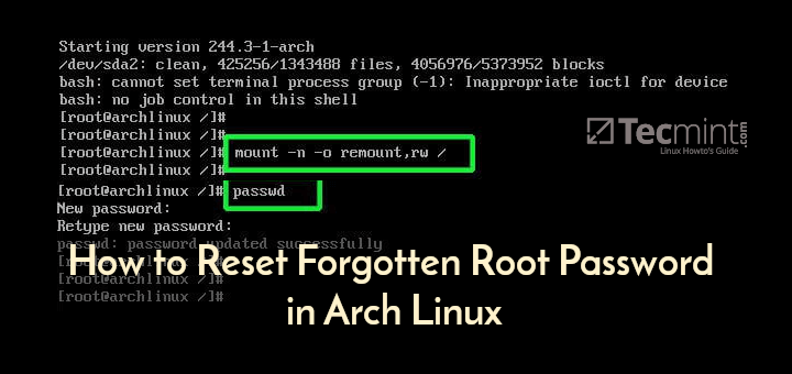 Reset Forgotten Root Password in Arch Linux