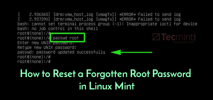 Reset Forgotten Root Password in Linux Mint