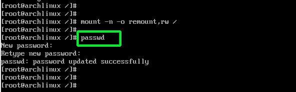 Reset Root Password in Arch Linux