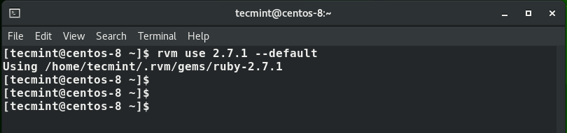 Establecer la versión predeterminada de Ruby en CentOS 8