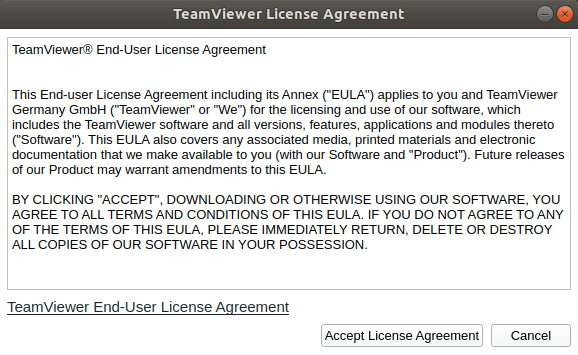Acuerdo de licencia de TeamViewer