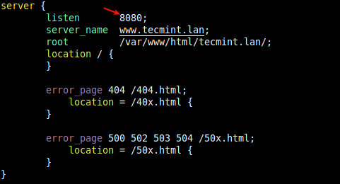  Configuración del bloque del servidor Nginx 