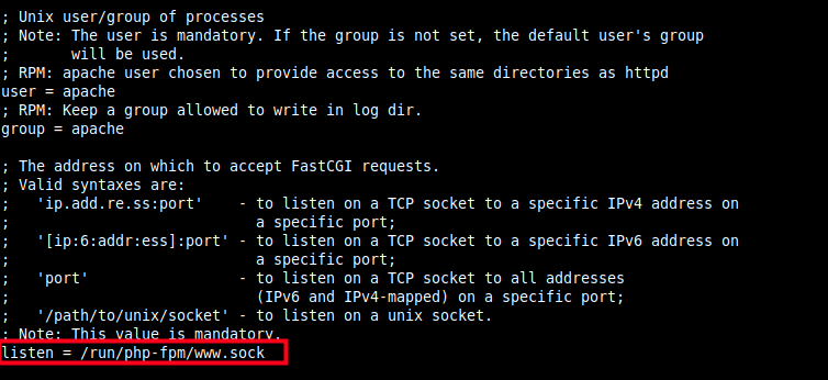 Set PHP-FPM Listen Socket