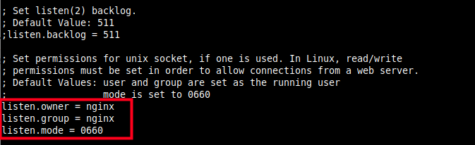 Set Listen Socket Ownership to Nginx